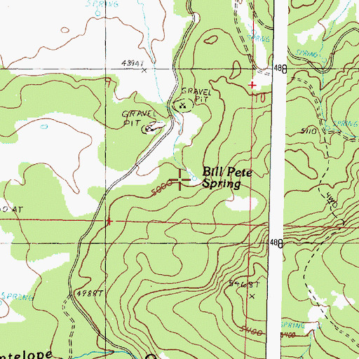 Topographic Map of Bill Pete Spring, OR