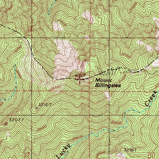Topographic Map of Mount Billingslea, OR