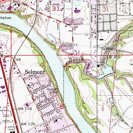 Topographic Map of Beech Creek, AL