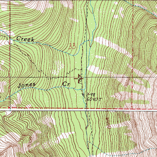 Topographic Map of Billy Jones Creek, OR