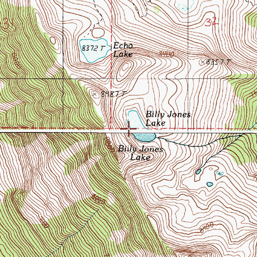 Topographic Map of Billy Jones Lake, OR