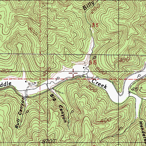 Topographic Map of Billy Moore Creek, OR