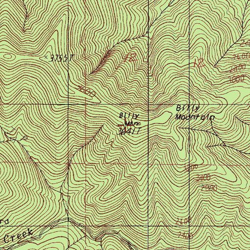 Topographic Map of Billy Mountain, OR