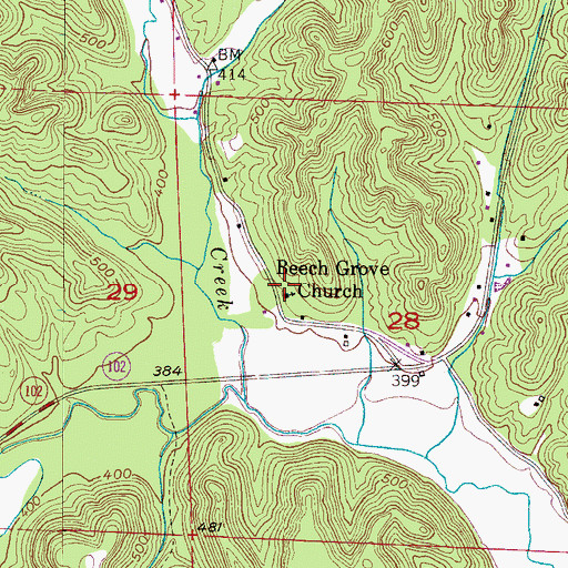 Topographic Map of Beech Grove Freewill Baptist Church, AL
