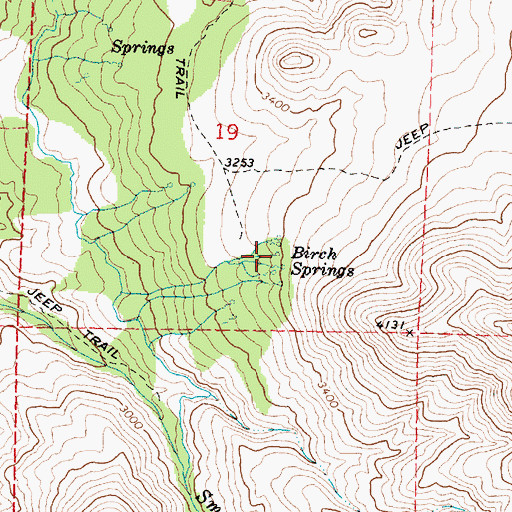 Topographic Map of Birch Springs, OR