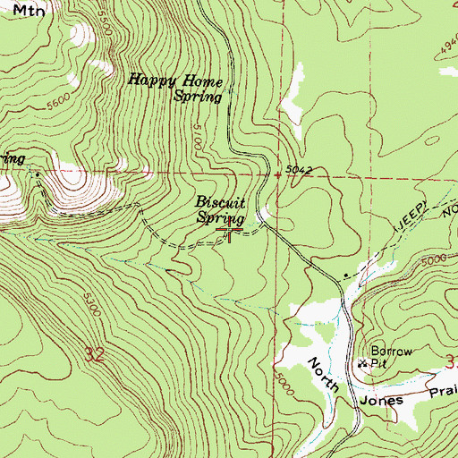 Topographic Map of Biscuit Spring, OR