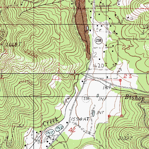 Topographic Map of Bishop Creek, OR