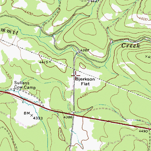 Topographic Map of Bjerkson Flat, OR
