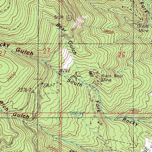Topographic Map of Black Bear Mine, OR