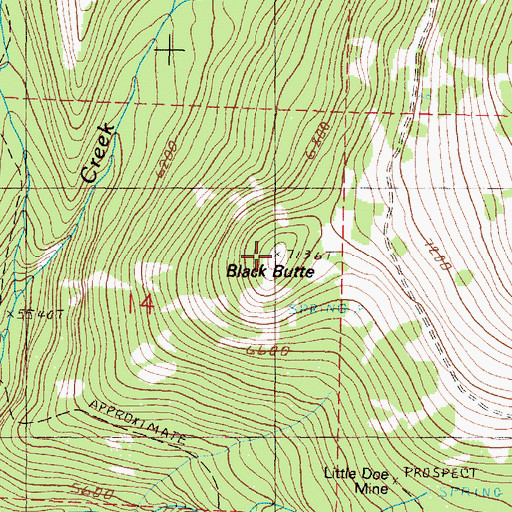 Topographic Map of Black Butte, OR
