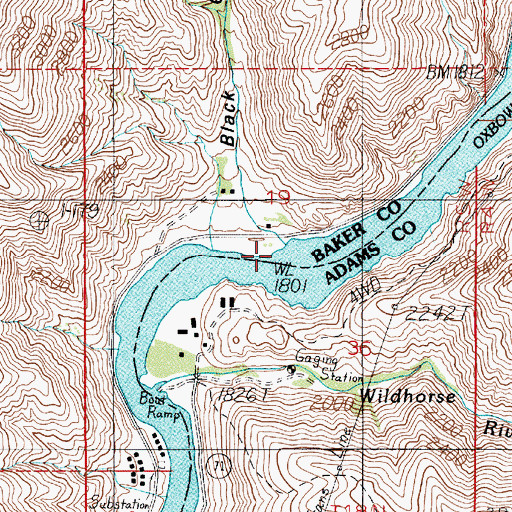 Topographic Map of Black Canyon, OR