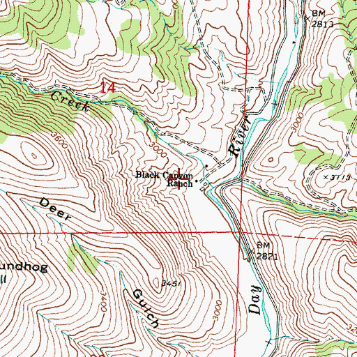 Topographic Map of Black Canyon Ranch, OR