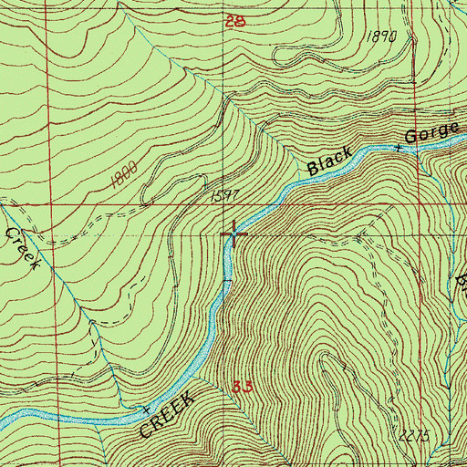 Topographic Map of Black Gorge, OR