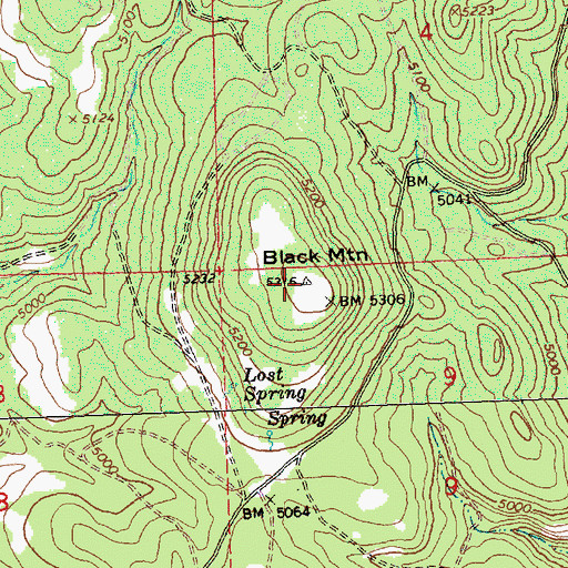 Topographic Map of Black Mountain, OR