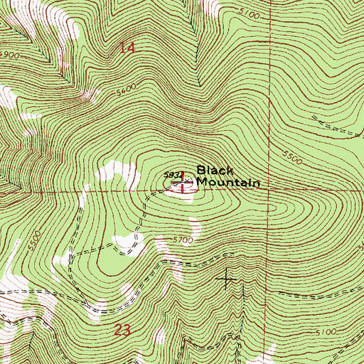 Topographic Map of Black Mountain, OR