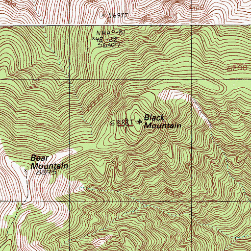 Topographic Map of Black Mountain, OR