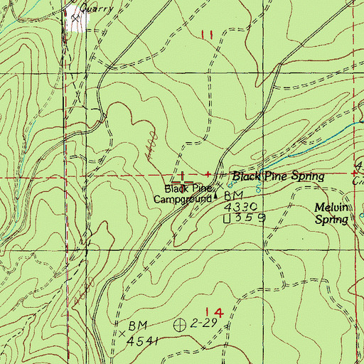 Topographic Map of Black Pine Spring Recreation Site, OR