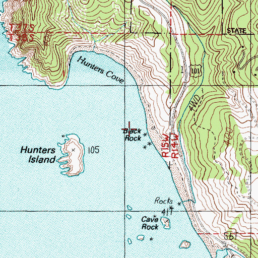 Topographic Map of Black Rock, OR