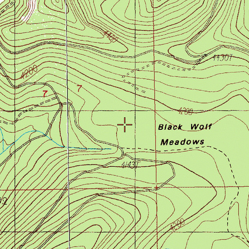 Topographic Map of Black Wolf Meadows, OR