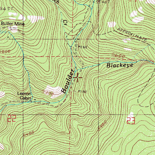 Topographic Map of Blackeye Creek, OR