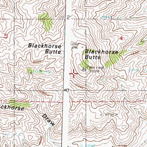 Topographic Map of Blackhorse Butte, OR