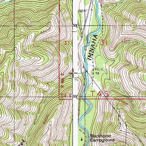 Topographic Map of Blackhorse Creek, OR