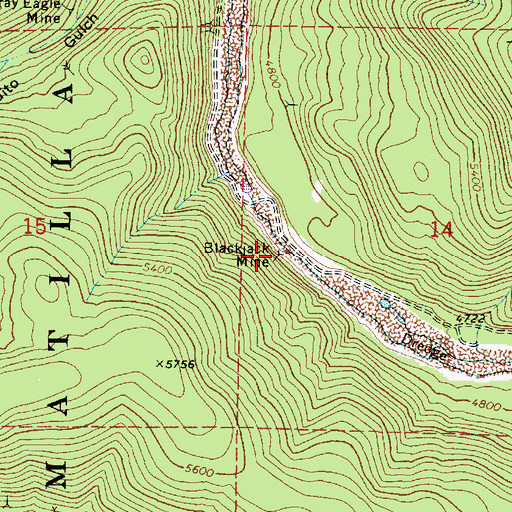 Topographic Map of Blackjack Mine, OR