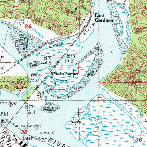 Topographic Map of Blacks Island, OR