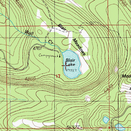 Topographic Map of Blair Lake, OR