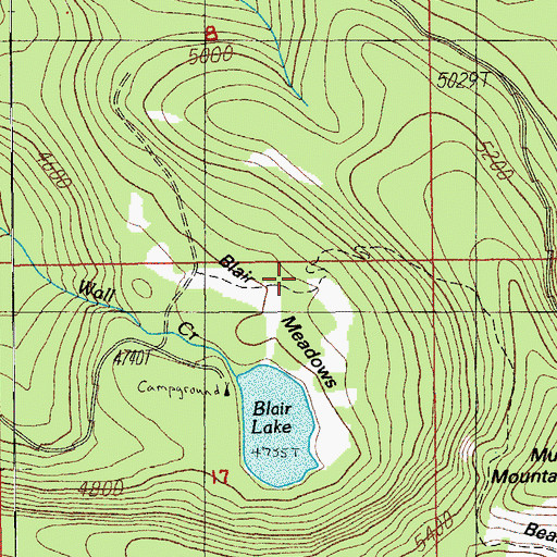 Topographic Map of Blair Meadows, OR