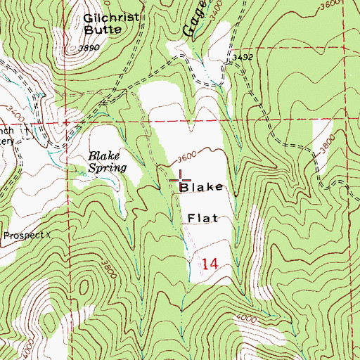 Topographic Map of Blake Flat, OR