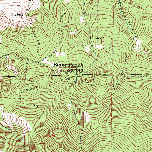 Topographic Map of Blake Ranch Spring, OR
