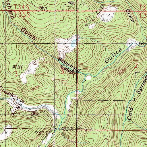 Topographic Map of Blanchard Gulch, OR