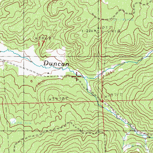 Topographic Map of Blevins Creek, OR