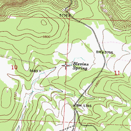 Topographic Map of Blevins Spring, OR