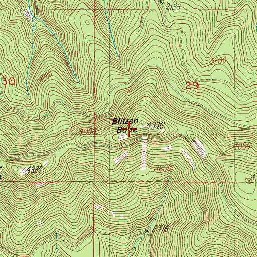 Topographic Map of Blitzen Butte, OR