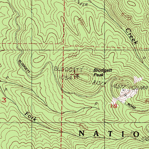 Topographic Map of Blodgett Peak, OR