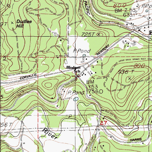 Topographic Map of Blodgett Elementary School, OR
