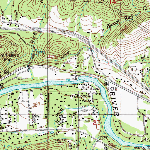 Topographic Map of Bloody Run Creek, OR