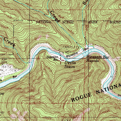 Topographic Map of Blossom Bar, OR