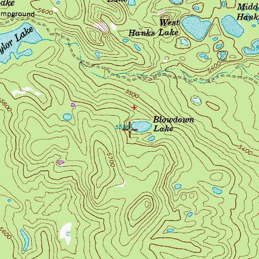 Topographic Map of Blowdown Lake, OR