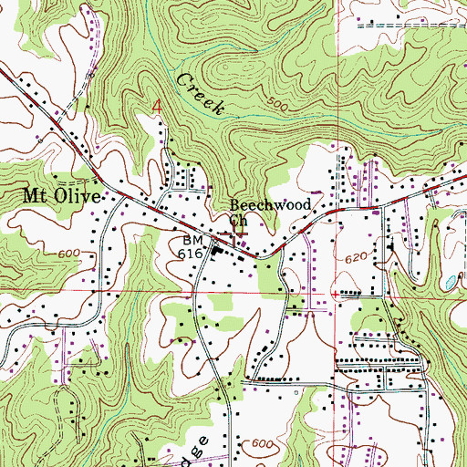 Topographic Map of Beechwood Church, AL