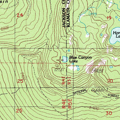 Topographic Map of Blue Canyon Lake, OR