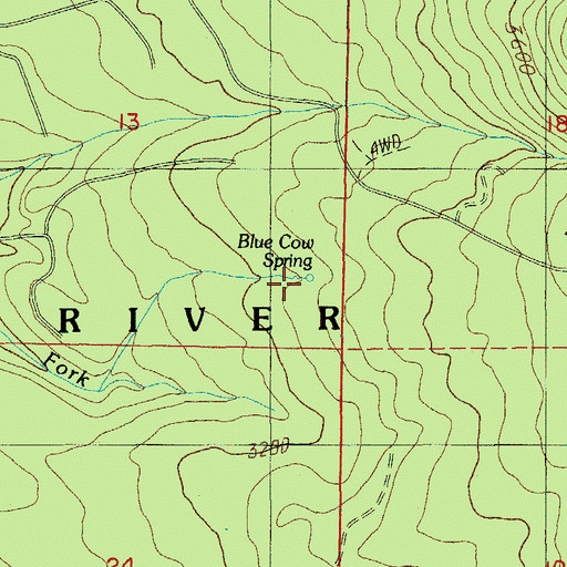 Topographic Map of Blue Cow Spring, OR