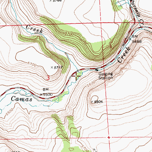 Topographic Map of Blue Creek, OR