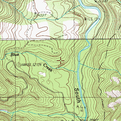 Topographic Map of Blue Creek, OR