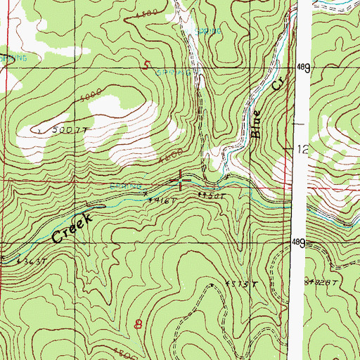 Topographic Map of Blue Creek, OR