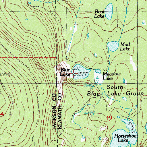 Topographic Map of Blue Lake, OR