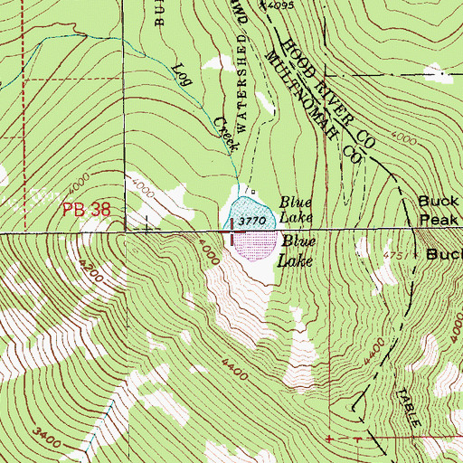 Topographic Map of Blue Lake, OR