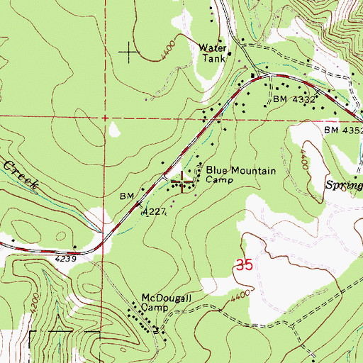 Topographic Map of Blue Mountain Camp, OR
